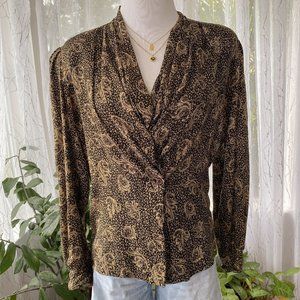 St Denis Petites - Vintage 80s Paisley Blouse